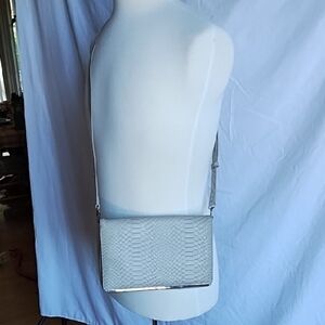 Halogen leather snakeskin pattern crossbody gray